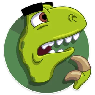 🤔 dinosaur, cartoon, funny, character, reptile, humor telegram sticker