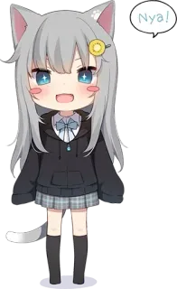 🤔 Nya! อนิเมะ, สาวหูแมว, น่ารัก, จิบิ, มังงะ telegram sticker