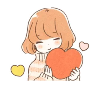 ❤ Anime, Dziewczyna, Serce, Miłość, Słodkie, Kawaii, Ilustracja telegram sticker