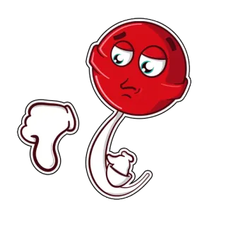 👎 permen lolipop, jempol ke bawah, tidak suka, sedih, permen, merah whatsapp sticker