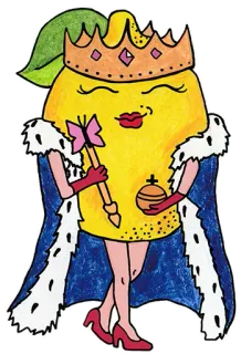 👑 zitrone, königin, krone, frucht, royalty, cartoon telegram sticker