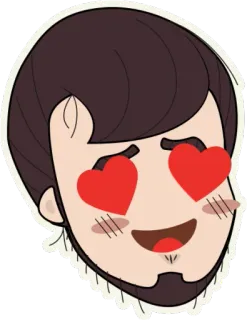 😍 kartun, cinta, mata hati, bahagia, wajah tersenyum, pria, berjenggot telegram sticker