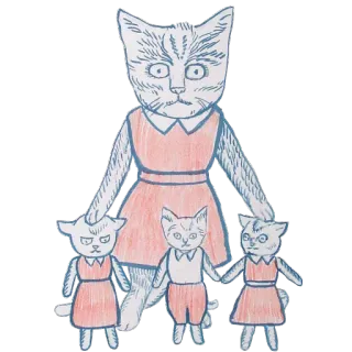 👩 ครอบครัวแมว, ลูกแมว, แม่แมว, แมวแต่งตัว, สัตว์ที่มีลักษณะเหมือนมนุษย์, น่ารัก, แปลกประหลาด telegram sticker