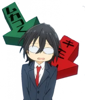 ↘️ Anime, Seta, Confuso, Masculino, Terno telegram sticker