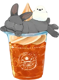 🐰 Hase, Vogel, Eis, süß, Dessert, kawaii, Tier, weich whatsapp sticker