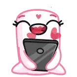🥰 cartoon, character, tablet, glasses, love, heart, pink, cute telegram sticker