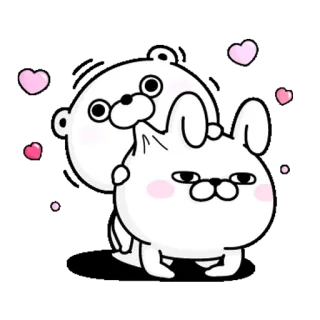 🤓 かわいい, くま, うさぎ, ハート, マンガ, ステッカー telegram sticker
