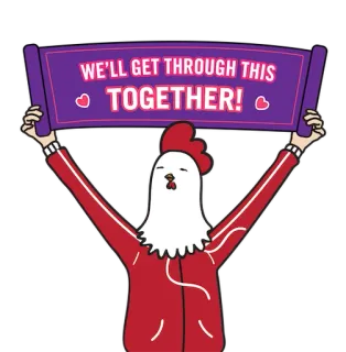 💪 WE'LL GET THROUGH THIS TOGETHER! Ermutigung, Huhn, Zusammenhalt, Positivität, Unterstützung, motivierend, Cartoon, Aufkleber telegram sticker