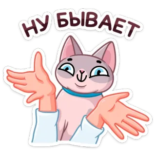 🤷‍♀️ НУ БЫВАЕТ cat, shrug, russian, expression, sticker, whatever telegram sticker