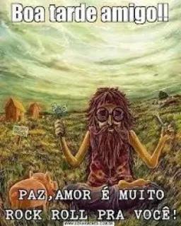 🌤 Boa tarde amigo!!
PAZ, AMOR É MUITO
ROCK ROLL PRA VOCÊ! สันติภาพ, ความรัก, ร็อกแอนด์โรล, ฮิปปี้, หมู, การ์ตูน telegram sticker