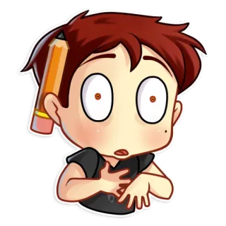 😳 cartone animato, matita, sorpreso, disegno, artista, illustrazione telegram sticker