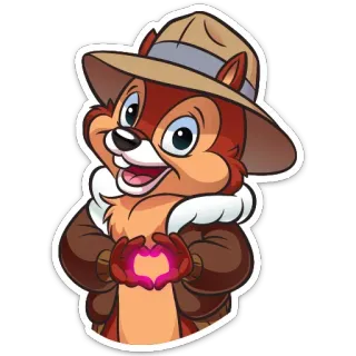 ❤️ Chip chipmunk, cartoon, disney, hat, adventure, love telegram sticker