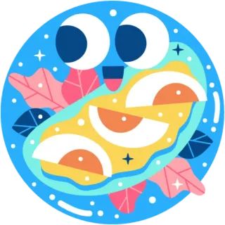 😎 oeufs, nourriture, petit déjeuner, mignon, dessin animé, bleu, jaune, collation telegram sticker
