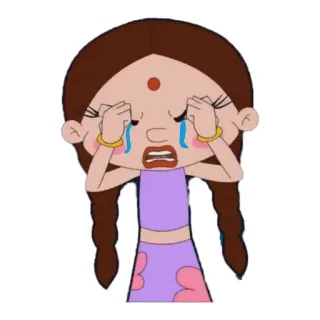 😭 weinen, traurig, tränen, cartoon, indisches Mädchen telegram sticker