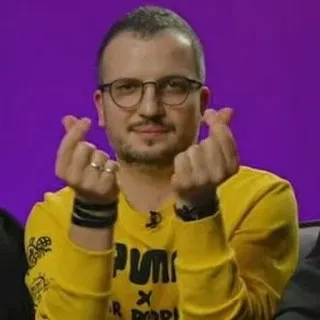💟 man, portrait, smiling, glasses, casual, fingers, heart sign telegram sticker