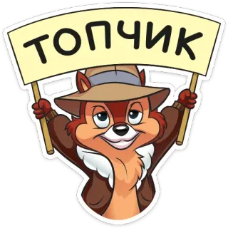 🔝 Chip ТОПЧИК chipmunk, cartoon, disney, sign, hat telegram sticker