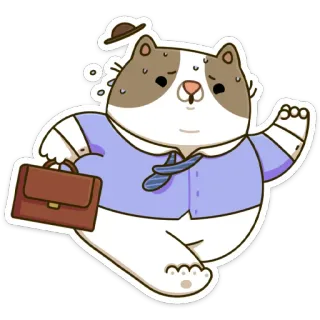 🏃‍♂️ cat, business, stressed, cartoon, animal, office, tired whatsapp sticker
