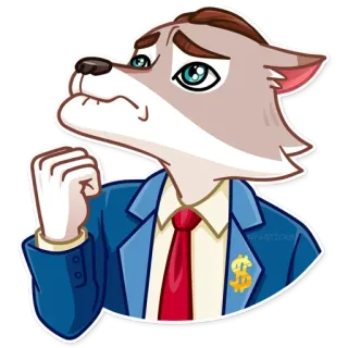 👾 Волк, Бизнес, Костюм, Деньги, Знак доллара, Мультфильм, Успех whatsapp sticker