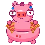 🤤 pig, pizza, cartoon, food, cute, animal, sticker whatsapp sticker