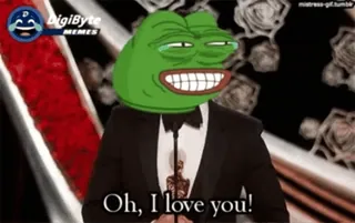 😍 Pepe the Frog Oh, I love you! Meme, Pepe, Frosch, Oscars, Liebe whatsapp sticker