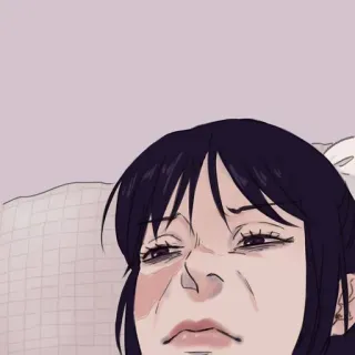 😐 femme, dessin animé, expression, ennuyé(e), agacé(e) telegram sticker