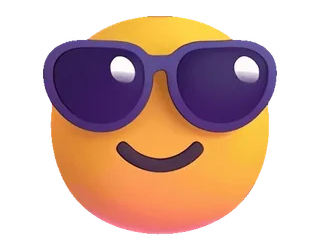 😎 อิโมจิ, แว่นกันแดด, เท่, ยิ้ม, หน้า telegram sticker