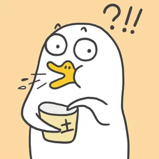 😱 土 утка, вопрос, мультфильм, животное, милый, удивлённый, китайский иероглиф whatsapp sticker