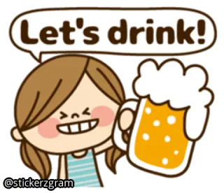 🥃 Let's drink! drinking, beer, cartoon, woman, alcohol, party telegram sticker