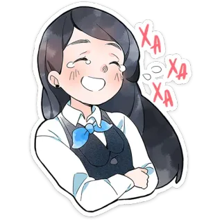 😂 ха ха ха vrouw, lachend, blij, vrolijk, anime telegram sticker