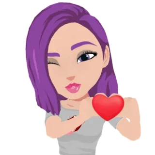 💜 hoạt hình, phụ nữ, trái tim, tình yêu, nháy mắt, dễ thương telegram sticker