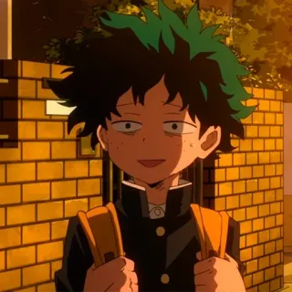 🎭 Izuku Midoriya My Hero Academia Аниме, Парень, Школьная форма, Зеленые волосы, Уставший whatsapp sticker