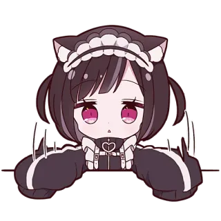 🤗 Anime, Maid, Kawaii, Mignon, Fille, Chibi telegram sticker