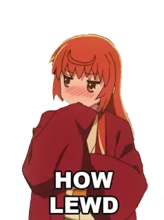 😳 HOW LEWD anime, lewds, expression, face, red hair telegram sticker