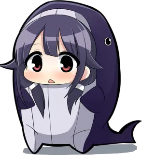 😮 Аниме, Чиби, Милый, Акула, Косплей, Каваий telegram sticker