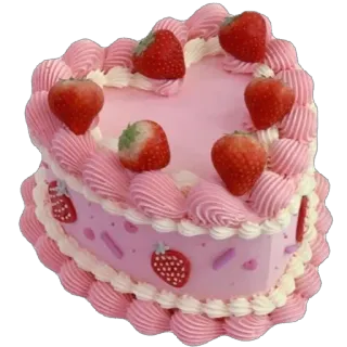 🫥 cake, strawberry, dessert, heart, pink, pastry, sweet telegram sticker