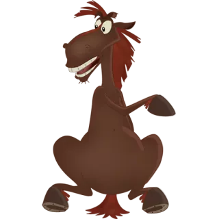 😨 Hoạt hình, Ngựa, Nâu, Động vật, Đang ngồi telegram sticker