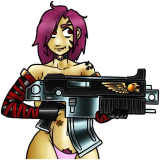 🔫 pistola, arma, fantascienza, militare, anime, ragazza, armatura, futuristico telegram sticker