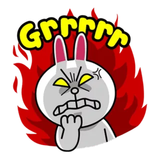 😡 GRRRRR злой, кролик, мультфильм, расстроенный, Line Friends, Brown & Friends telegram sticker