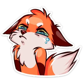 😥 лиса, грустный, плачет, слезы, мультфильм, животное whatsapp sticker
