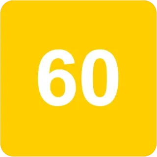 🟨 60 numero, sessanta, giallo, icona, quadrato, quantità telegram sticker