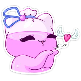 😙 gatto, carino, rosa, cuore, kawaii telegram sticker