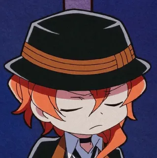 🥀 Chuuya Nakahara Bungo Stray Dogs Anime, Charakter, Chuuya Nakahara, Bungo Stray Dogs, Hut, süß whatsapp sticker