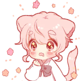 😧 Anime, Kawaii, Schattig, Kat, Roze, Cartoon telegram sticker