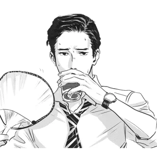 😓 man, drinking, fan, business, tie, serious telegram sticker