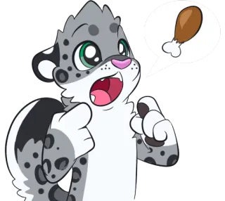 🍗 luipaard, dier, cartoon, eten, kippenpoot telegram sticker