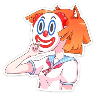🤡 小丑, 面具, 动漫, 女孩, 卡通, 角色, 校服 telegram sticker