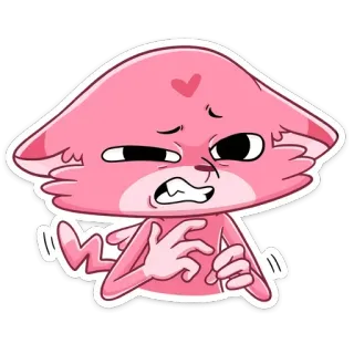 😡 고양이, 분홍색, 만화, 동물, 스티커, 캐릭터, 표정 telegram sticker