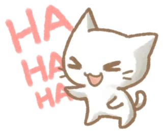😂 HA HA HA kucing, tertawa, haha, imut, kartun, kucing putih, bahagia, ekspresi telegram sticker