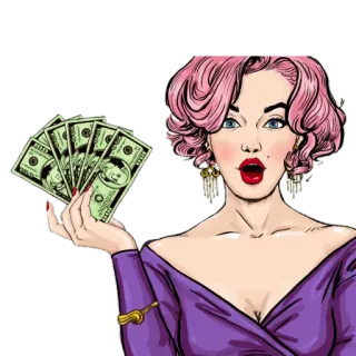 🤑 money, woman, cash, dollars, wealth, illustration telegram sticker