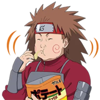 😗 Choji Akimichi Naruto Anime, Personage, Snack, Ninja, Vrolijk, Rond, Eten telegram sticker
